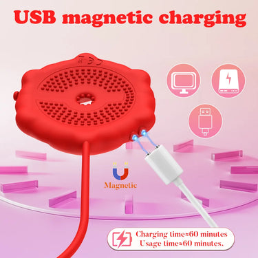 Sex Toy® Breast Massagers Rose Nipple Clamp Red Buckle APP + Remote Control | 9 Frequency Vibration & Wireless Control