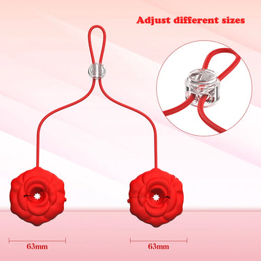 Sex Toy® Breast Massagers Rose Nipple Clamp Red Buckle APP + Remote Control | 9 Frequency Vibration & Wireless Control