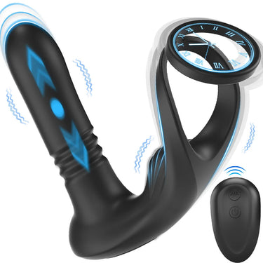 Sex Toy® Double Ring Perineal Prostate Vibrator | 10 Vibration Modes, Telescopic Motion & Magnetic Charging | MDS-584