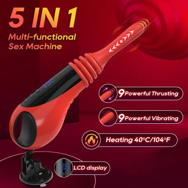 Koikiss Sex Toy® Hot Knight – Threaded Head | 9 Telescopic & 9 Vibration Modes | Heating, LCD Display & USB-C Rechargeable