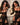 A collage of two images, the top one showing a woman with black hair and a lacey black dress, while the bottom one features a sex doll wearing a similar black dress. The doll has a realistic human appearance with detailed facial features and is seated in a similar elegant pose.