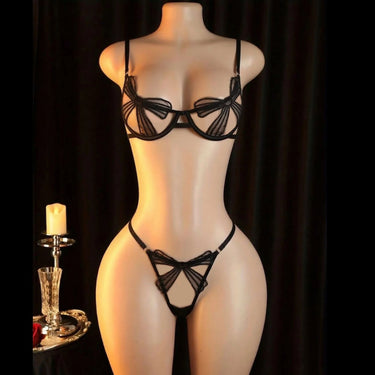 Koikiss Sex Toy® Women's Black Polyester Bra & Underwear Lingerie Set | Model 6482