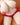 Partial view of a person wearing red underwear on a brown background