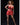 Woman wearing a red crochet outfit on a black background