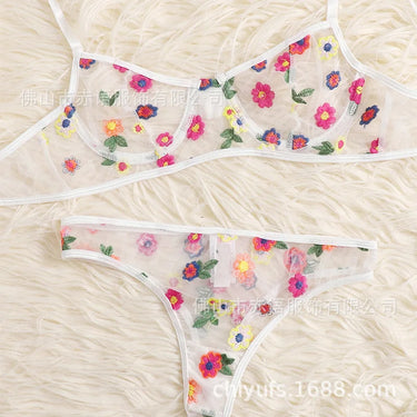 Koikiss Sex Toy® Women's Printed Net Fabric Bra & Underwear Lingerie Set – Black & White | Model 2101007