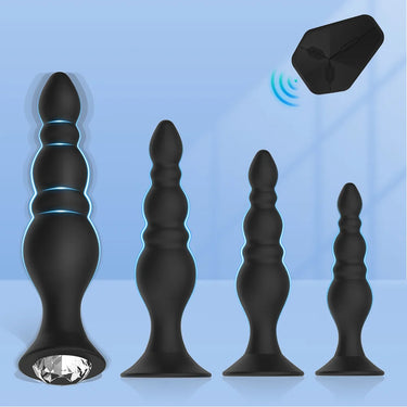 Koikiss Sex Toy®  Pagoda Anal Plug 4-Piece Set | 10 Vibration Modes & Wireless Remote Control | MDS-HT046