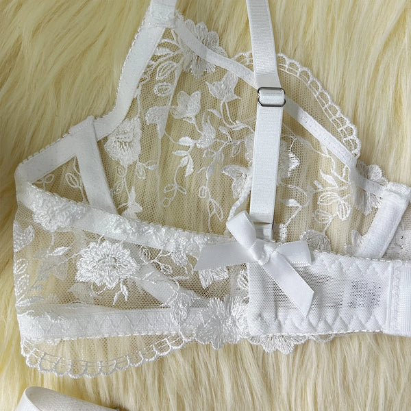 Koikiss Sex Toy® Women's White Polyester Bra & Underwear Lingerie Set | Model K407