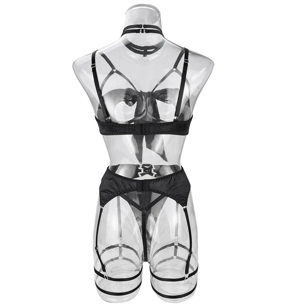 Koikiss Sex Toy® Women's Red & Black Polyester Lingerie Costume Set – Shirt, Underwear, Gloves & Necklace | Model 3613