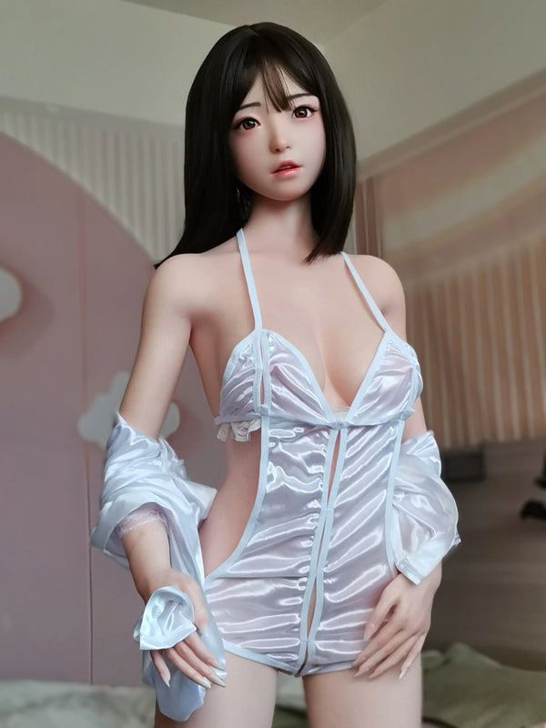 FUDOLL® 148cm/4ft9 D-cup #8Head White Lace Innocent Silicone Head TPE Body Sex Doll