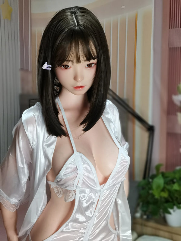 FUDOLL® 148cm/4ft9 D-cup #8Head White Lace Innocent Silicone Head TPE Body Sex Doll