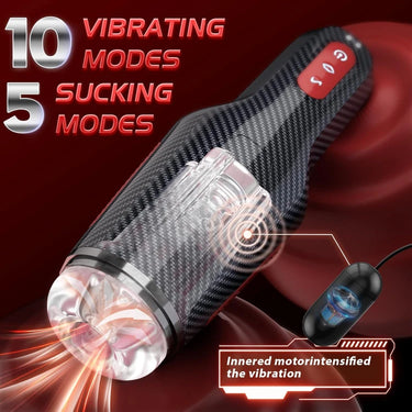 Koikiss Sex Toy®  JingBa Airplane Cup Carbon Fiber Heating Edition | 10 Vibration Modes, 5 Suction Modes & Heating | Magnetic Rechargeable