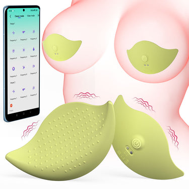 Koikiss Sex Toy®  Breast Massagers Skin Tone Light Green Nipple Clamp | 9 Vibration Frequencies & APP Control