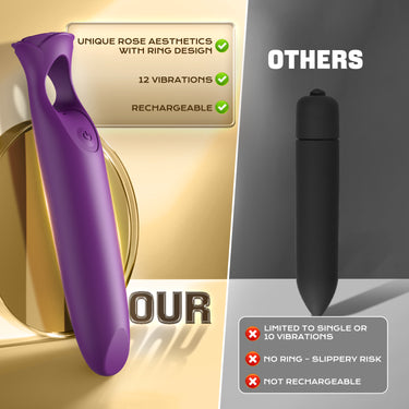 Sex Toy® Rose Lipstick Bullet | 12 Vibration Modes | USB Rechargeable Lipstick Massager