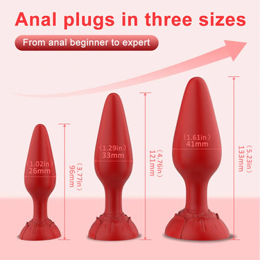 Koikiss Sex Toy®  Rose Anal Plug 3-Piece Set | Premium Silicone Anal Trainer Set | MDS-HT039