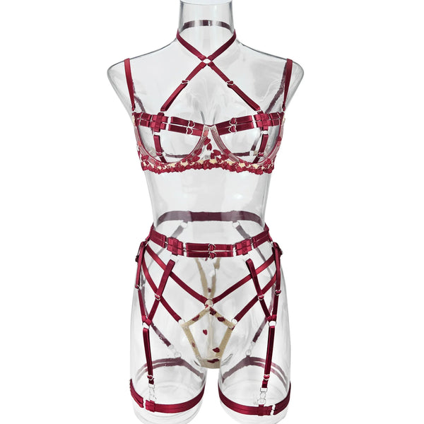 Koikiss Sex Toy® Women's Red Polyester Bra & Underwear Lingerie Set | Model 303244