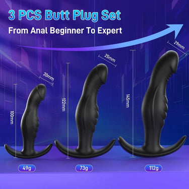 Sex Toy® Front High 3-Piece Anal Masturbator Set | Premium Silicone Collection | MDS-585