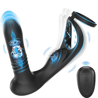 Sex Toy® Double Ring Perineal Prostate Vibrator | 10 Vibration Modes, Telescopic Motion & Magnetic Charging | MDS-584