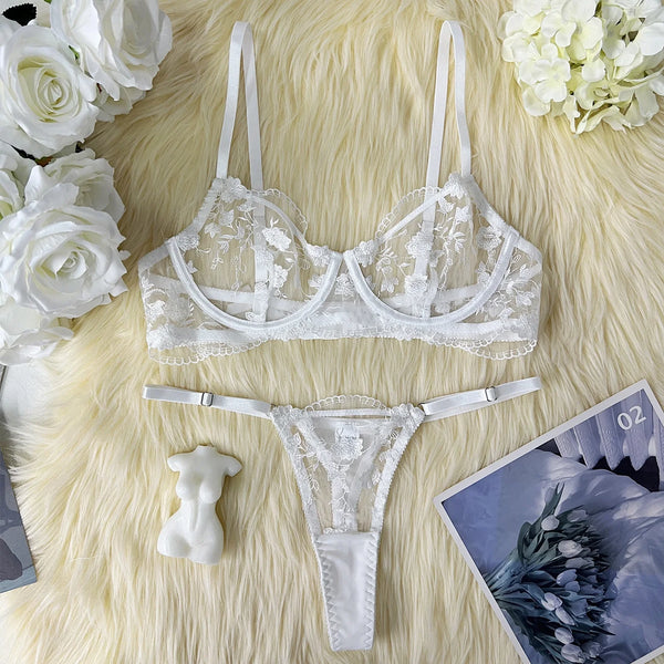 Koikiss Sex Toy® Women's White Polyester Bra & Underwear Lingerie Set | Model K407