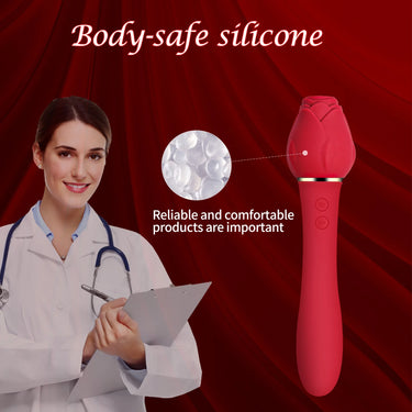 Koikiss Sex Toy®  Rose Suction Vibrating Wand Premium Silicone and ABS