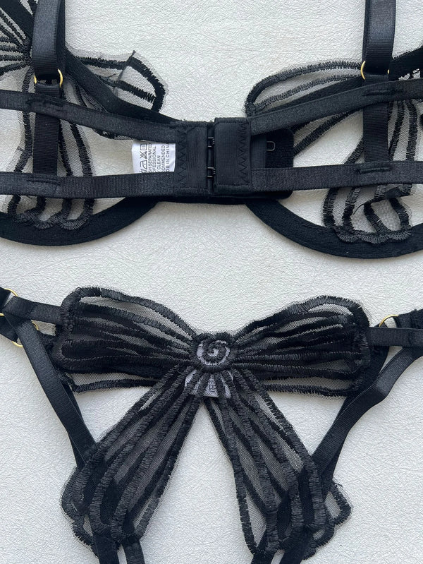 Koikiss Sex Toy® Women's Black Polyester Bra & Underwear Lingerie Set | Model 6482