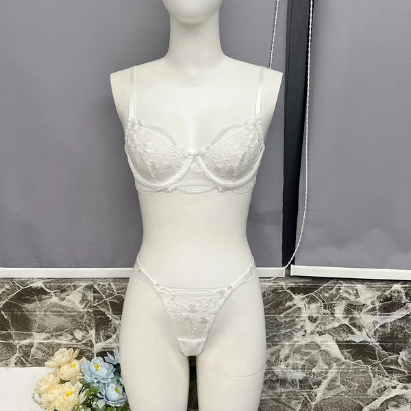 Koikiss Sex Toy® Women's White Polyester Bra & Underwear Lingerie Set | Model K407