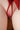 Close-up of a red lingerie set on a blurred background