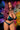 Woman in teal lingerie against a colorful abstract background