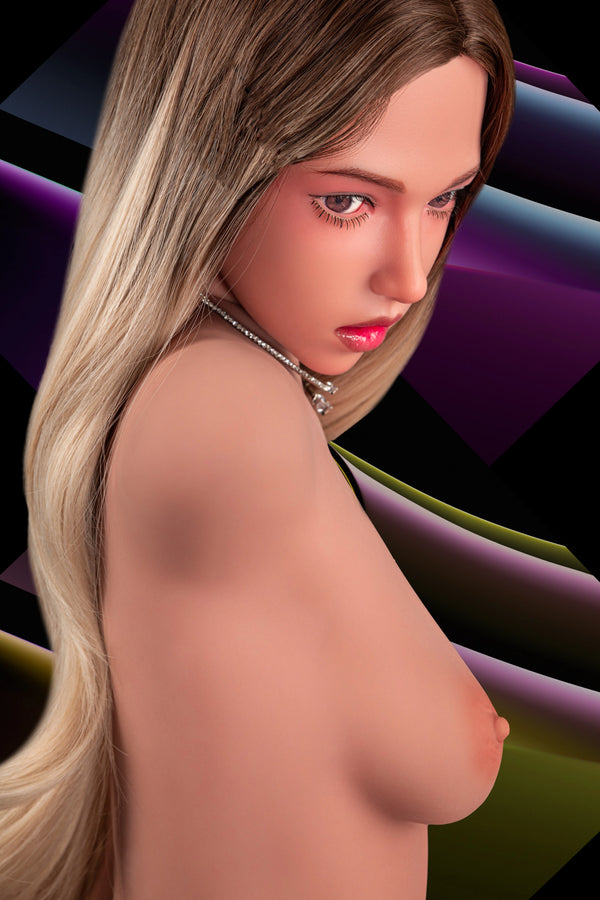Partial nude image of a person with long hair against a dark background