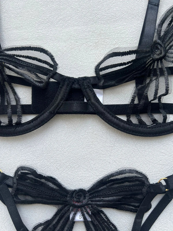 Koikiss Sex Toy® Women's Black Polyester Bra & Underwear Lingerie Set | Model 6482