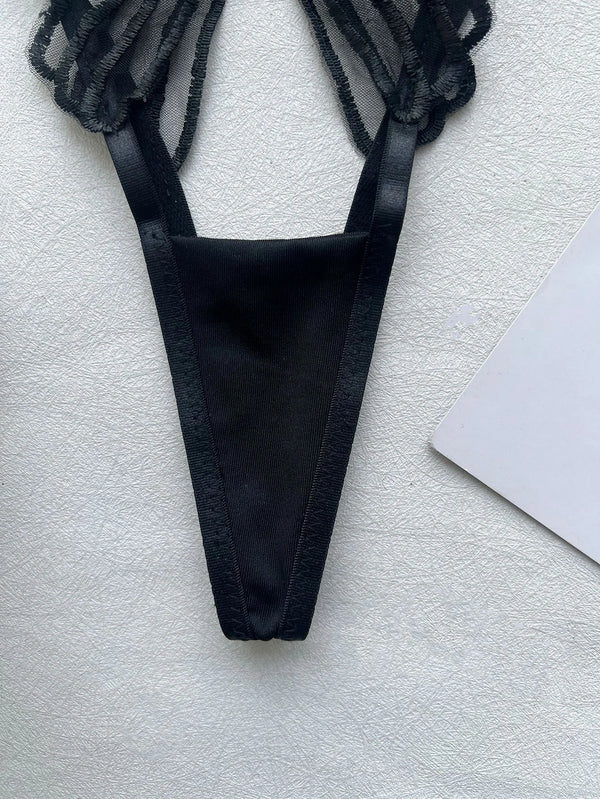 Koikiss Sex Toy® Women's Black Polyester Bra & Underwear Lingerie Set | Model 6482
