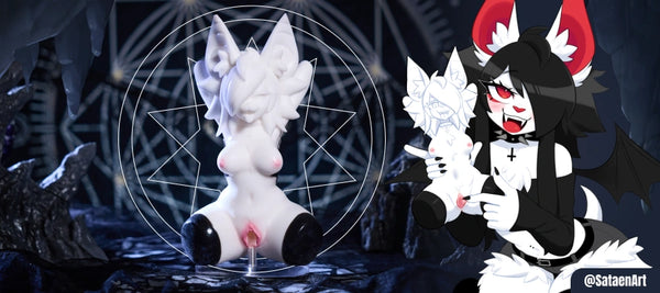 MRL Sex Doll® Asphodel: 0.95kg (2.1 lbs) Silicone Hentai Onahole Goth Bat Furry Sex Doll