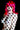 Person with polka dot hair and body paint against a black background