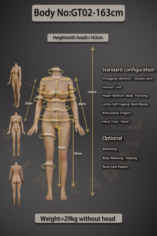 Diagram of a humanoid figure with measurements and options on a dark background