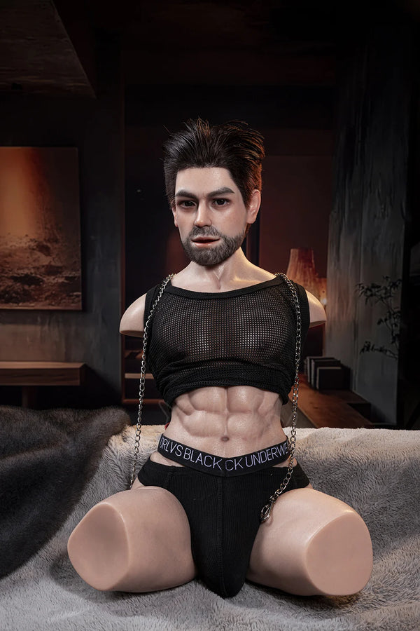 Yeloly Doll® Leo: Premium Silicone Muscular Male Torso Sex Doll YL-23 with YM01 ROS Head